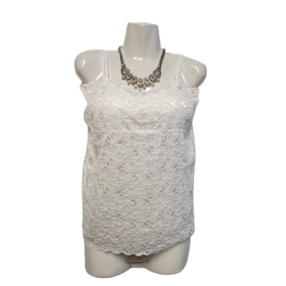 White Tank Top Lace Camisole SIZE M - Stretchy Top -  NEW - Picture 3 of 6